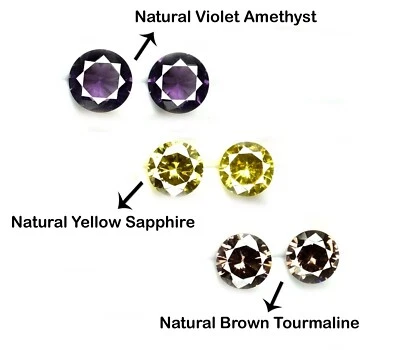 Amethyst, Gelbe Saphir & Brauner Turmalin Menge Natürlich 17 Karat / 6 Stück - Bild 1 von 4