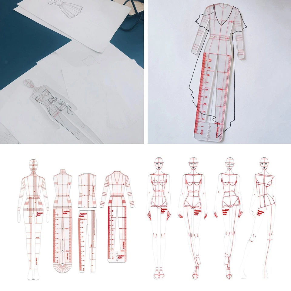 8 Models Fashion Ruler French Curve Template Drafting - Image 1 of 1