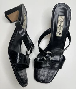 Sandalias para mujer Brighton de rizo negras de cuero de cocodrilo talla 9 - Imagen 1 de 11