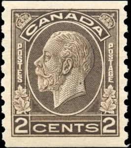 Canada Mint H VF 2c Scott #206 Coil 1933  Medallion Stamp - Foto 1 di 2
