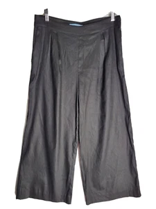 NWT Antonio Melani Wide Leg Pants Black Cropped Paper Bag High Rise Linen Size 6 - Picture 1 of 9