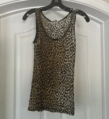 Top DOLCE & GABBANA Marrón Estampado Leopardo Transparente Sin Mangas Talla L Foto 1 de 4