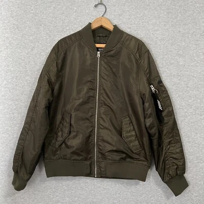 Chaqueta de Vuelo Southpole Para Hombres Grande Verde Ejército Cremallera Bombardero Ligera Calle Y2K Foto 1 de 4