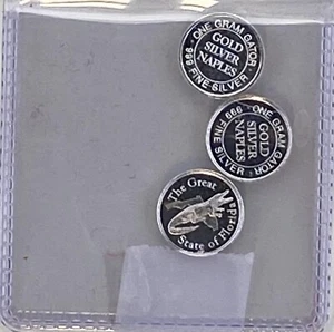 Set of 3 .999 Fine Silver Round Coin - Gator gram Florida 1 Gram - Picture 1 of 1