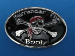 NEW OLD STOCK SURRENDER THE BOOTY OVAL METAL BELT BUCKLE MADE IN USA #150 - Picture 1 of 1