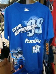VINTAGE CFS #99 FASTENAL BLUE TOTAL PRINT TEE SHIRT CARL EDWARDS MEDIUM NWT - Picture 1 of 2
