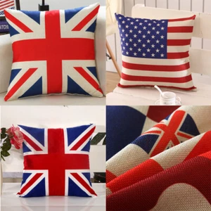 Union Jack Flag Cushion Cover American Flag Pillow Case Home Decor UK US Flag - Picture 1 of 7