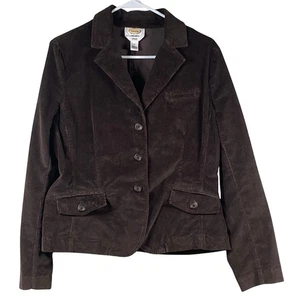 Talbots Blazer Womens 14 Brown Corduroy 3-Button Classic Career Preppy Jacket - Picture 1 of 4