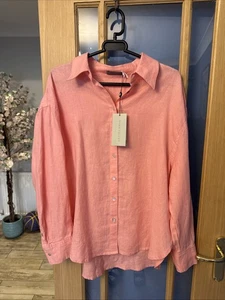 MINT VELVET Size L (14-16) Pink 100% Linen Shirt Blouse Brand New Tags £89 - Picture 1 of 8