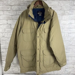Vtg USA Woolrich Jacket Canvas Chore Barn Coat Field Pockets Detachable Hood XL - Picture 1 of 17