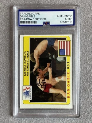 DAN GABLE AUTOGRAPH 1983 WORLDS GREATEST OLYMPIANS #5 TRADING CARD- PSA SLAB 510 - Image 1 of 2