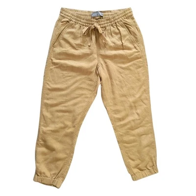 J. Pantalones de chándal Crew Point Sur de lino para mujer talla 4 amarillo mostaza playa costera Foto 1 de 4