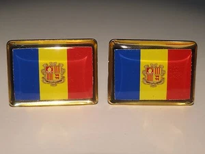 Andorra Flag Cufflinks--Europe European Andorran Pyrenees Spanish French - Picture 1 of 5