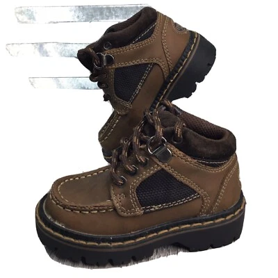 Botas de cuero marrón con cordones Oshkosh cuello acolchado sin usar, en caja, punta, zapato de senderismo talla 5 Foto 1 de 4