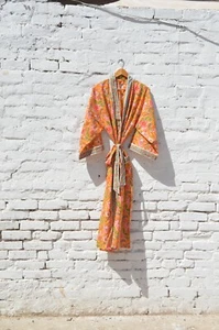 Indian Nightwear Robe Gown Dress Cotton Hand Block Printed Long Kimono 2k24 - Picture 1 of 5
