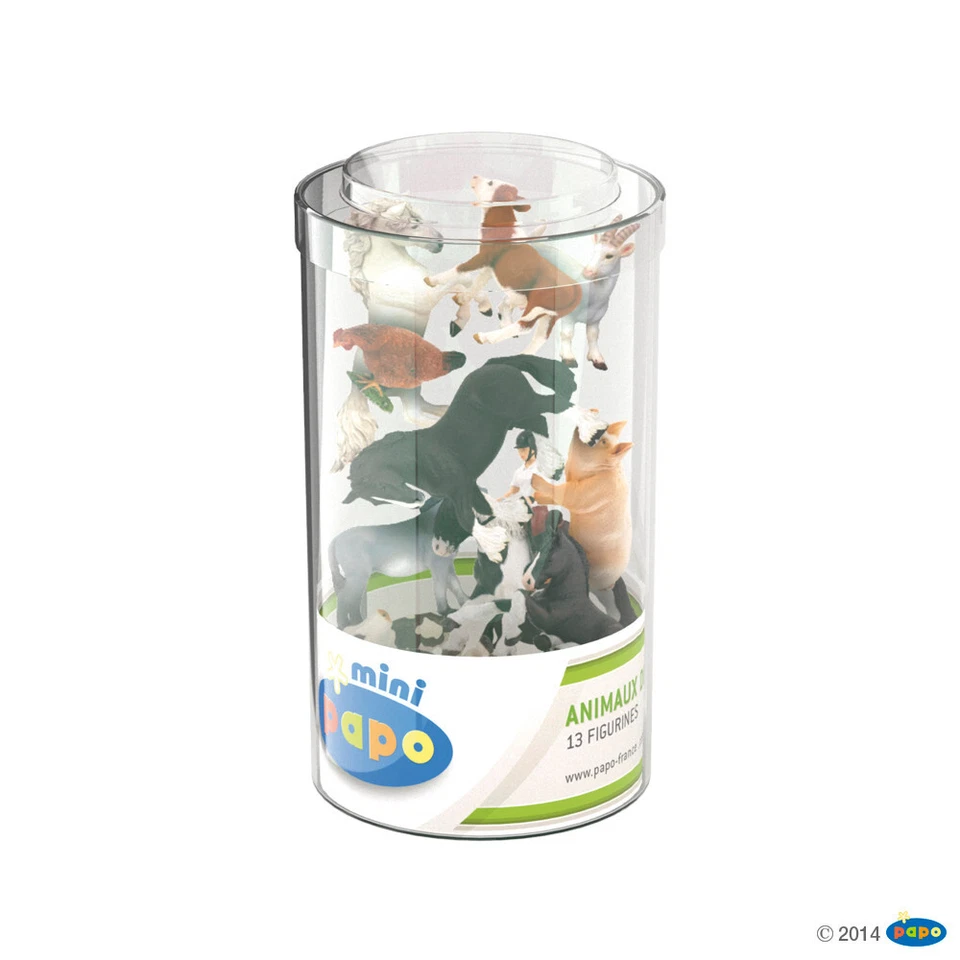 Mini Tub Farm Animals 12 Figures From Papo - Model 33015