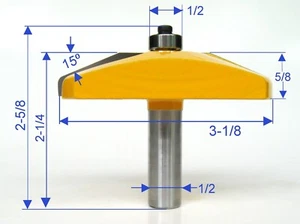 1pc 3-1/8" Dia 15° Straight Bevel Raised Panel Router Bit S - Picture 1 of 12
