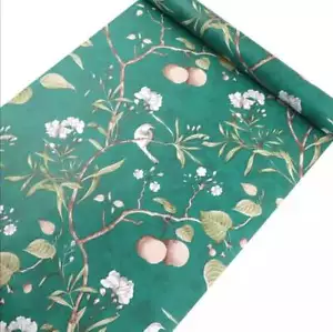 Flower&Bird Peel and Stick Wallpaper Green Removable Wallpaper Self Adhesive - Picture 1 of 12