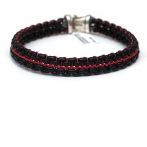 New DAVID YURMAN Men's 12mm Woven Box Bracelet with Red Nylon Size Large - Picture 1 of 8