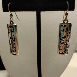 Heavy Sterling Silver Dangle Earrings - Picture 1 of 6