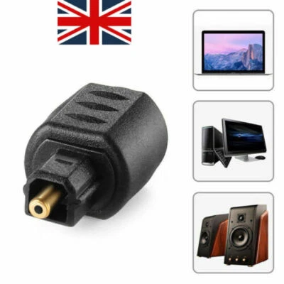 Black Optical Audio Adapter 3.5mm Female Jack Plug to Digital Toslink Male UK/ - Image 1 of 4