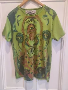 Unisex t-shirt with boho/Asian design, by Mirror. Size M, green/black/rust/multi - Picture 1 of 6