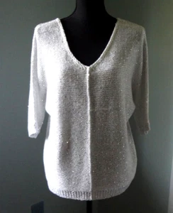 H. Halston Silver Squence Pull On Knit Sweater Size Large - Picture 1 of 7