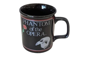 Phantom of the Opera VTG 1988 10 oz Black w/Mask & Rose Logo Coffee Tea Cup Mug - Picture 1 of 4