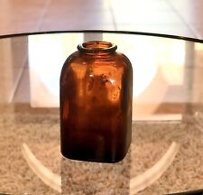 Levi Garrett & Sons Brown Amber Glass 4" Snuff Jar Bottle Antique- 4 Dot Bottom