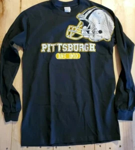 PITTSBURGH Football helmet Black  Long  Sleeve Tee shirt Size Small t-shirt  - Picture 1 of 8