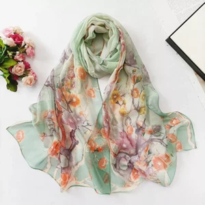 Women Long Floral Silk Blend Pashmina Scarf Wrap Shawl Sunscreen Scarves Gift _A - Picture 1 of 1