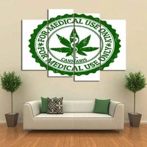 Multi Panel Print Cannabis Relief Canvas 5 Piece Wall Art Weed Marijuana Pot - Picture 1 of 11