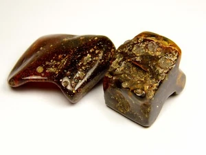 Lote de 2 Piedras Ámbar Báltico 53gr. Marrón Verde Negro Natural Pulido 6735 - Imagen 1 de 8