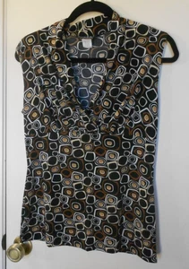 J K L A. Schwarz-brauner Pullover mit O-Print Oberteil, ärmellos. gr m - Bild 1 von 3