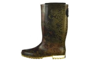 Stuart Weitzman Womens Shoes Size L 9 10 Green Animal Print Rainboots Casual..