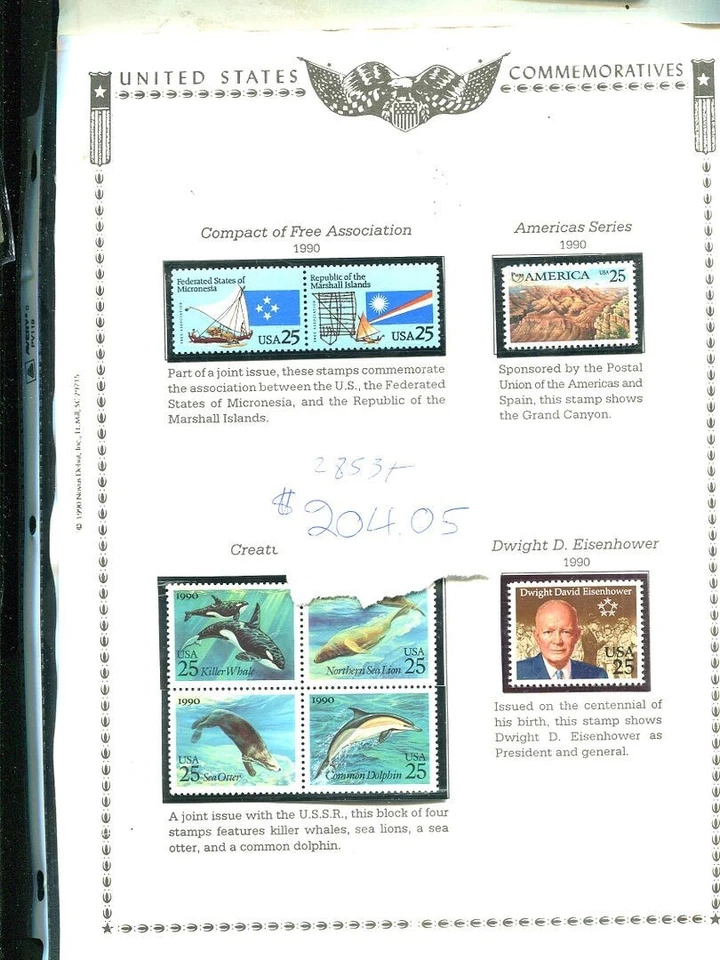 .25 .29 STAMP BOOKLET SINGLE ENVELOPE 1990-1995 $204.05 FACE MNH 2853T - Image 1 of 1