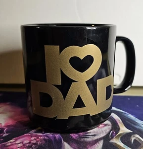 Black And Gold ceramic Mug “I LOVE ❤ DAD” Coffee Mug Applause Cup Gift Father - Picture 1 of 4
