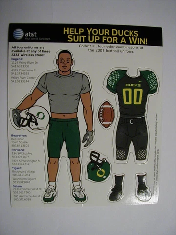 AT&T U of O University Oregon Ducks Football Magnet 2007 #00 Black Uniform UO Cover