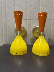 Pair of 2 Mid Century Wall Sconce, Wall Light Lamp Stilnovo Handmade Brass Moder - Picture 1 of 6