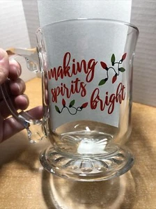Libbey Christmas Mug Cup Coffee Mug Clear Making Spirits Bright 15.25 oz - Picture 1 of 8