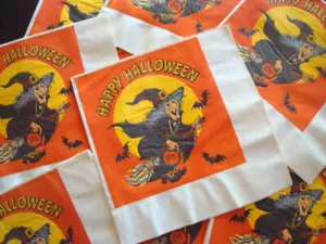 LOTE (16) SERVILLETAS HALLOWEEN SELLO VINTAGE BRUJA - Imagen 1 de 2