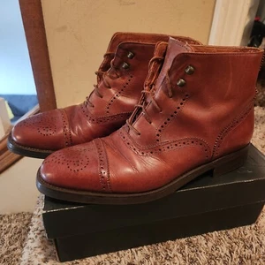 Vintage Cole Haan Lace-Up Dress Boots Shoes Brown size 8 Mens Made in Italy - Picture 1 of 8