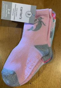Carter's Girls Crew Socks 3 Pack Size: 2-4 Years Mermaid Theme NWT (MCL) - Picture 1 of 9