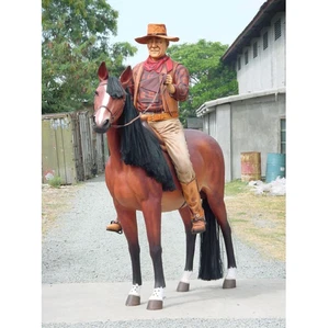 Cowboy Mit Pferd Sheriff Figur Western Dekoration Lebensgroß John Wayne Groß - Bild 1 von 2
