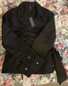 Blusa para mujer TOMMY HILFIGER manga larga con cuello negra talla mediana - Imagen 1 de 7