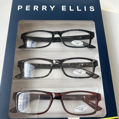 Perry Ellis Mens 3 Pack Rectangle Reading Glass, Black, Tort, Brown PEB +1.50 - Image 1 of 4