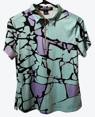 Top activo Jamie Sadock pequeño Simplicite manga corta 1/4 cremallera verde púrpura negro Foto 1 de 4