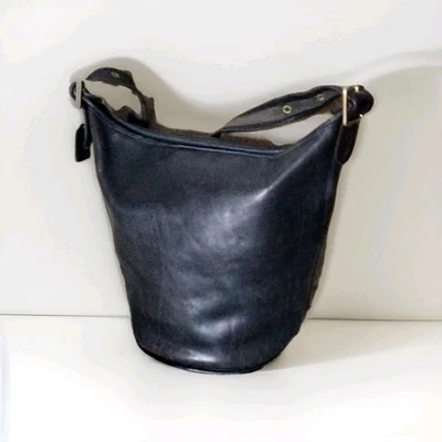 Vintage Classic Coach Bucket Feed Bag Large Black Brown H4D- 9085  - Image 1 of 4