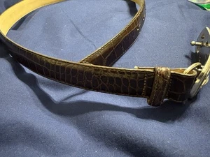 Women's Brown Croc Pattern Leather Belt Size 30 - Picture 1 of 8
