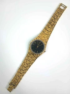 Vintage Gruen Precision Gold Nugget Wristwatch unisex Gold Tone NEW BATTERY - Picture 1 of 9
